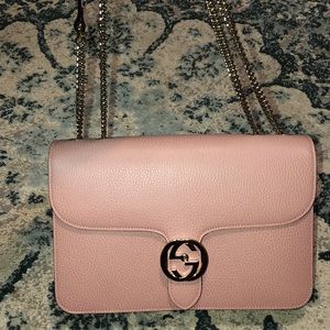 Authentic Large Pink Gucci interlocking crossbody